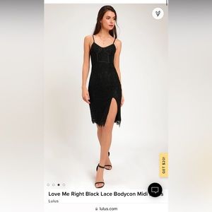 Lulu’s Love Me Right Black Lace Bodycon Midi Dress